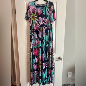 Chic Soul Pink and Blue Sundress Maxi
